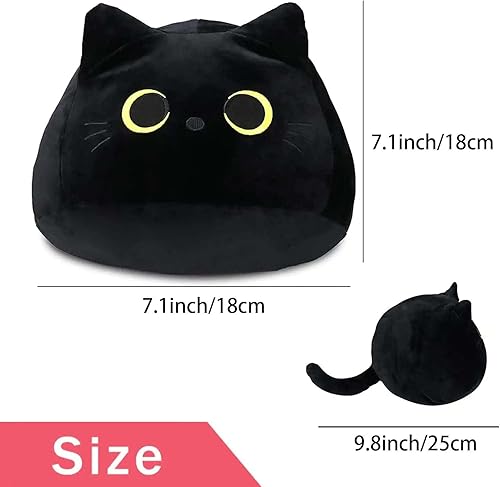 Miniatura 4 de YOMOTREE Almohada de peluche de gato, almohada de felpa suave, juguete de peluche de gato negro, regalos para niños y niñas (amarillo 7.9 in7.8
