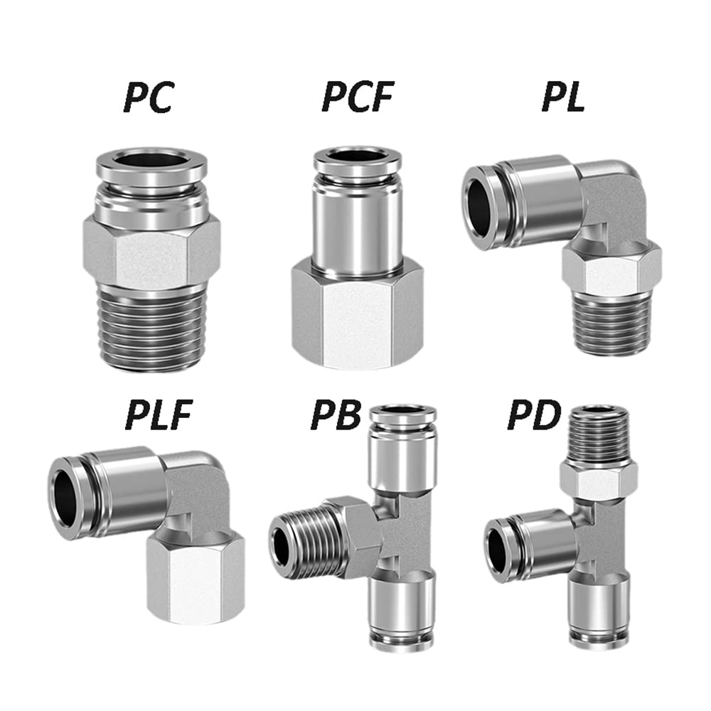 ezqnirk 1PCS 304 Stainless Steel Pneumatic Hose Fitting Air Tube Connector BSP Quick Release Pipe Fittings,PB,6-01 (6mm-1/8)