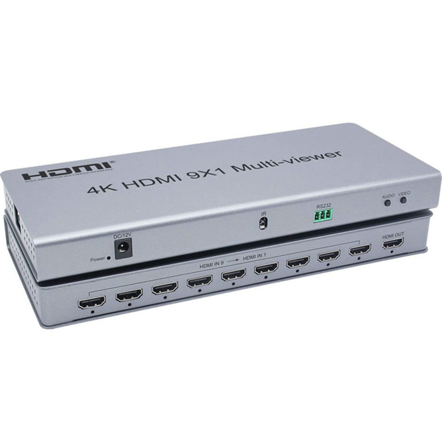 Splitter per mirino multiplo HDMI 8X1,4K HDMI 9x1 Quad Multi-Viewer HDMI 9 in 1 Uscita con commutazione senza interruzioni Controllo IR HDMI Splitter Switch per fotocamere PC (9X1)