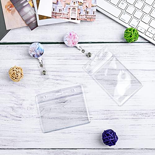Vicloon Retractable Badge Holder, 2pcs Badge Reel Clips and ID Card Holder, Retractable Keyring Badge Holder Clip for Office Teachers Nurse Student ID Card Key Badge Holder (Pink, Blue)