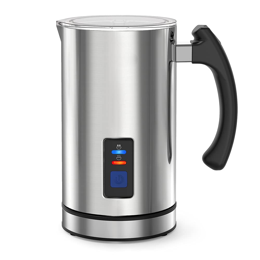 Electric Milk Frother, Stainless Steel, Automatic Milk Steamer for Coffee, Cappuccino, Hot Chocolates, Automatic Hot and Cold Milk Frother Heater for Latte, Frother Warmer with Strix Control