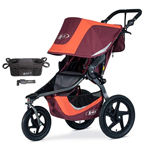 BOB Gear Revolution Flex 3.0 Jogging Stroller, Sedona Orange with Handlebar Console and Tire Pump, Stroller Bundle