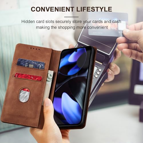 Image of Jasonyu Flip Wallet Case for Google Pixel 9 /9 Pro,Brown