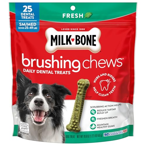 Milk-Bone Brushing Chews Original Chicken Flavor Daily Dental Dog Treats, Small/Medium, 19.6 Oz. Bag