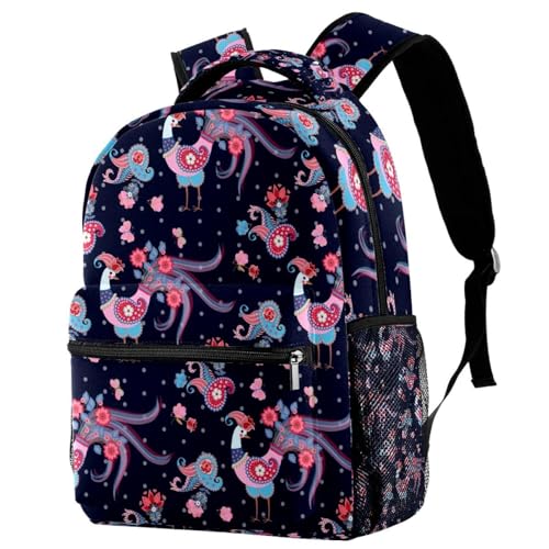 Sac à dos d'école ado fille garçon motif poule féérique voyage