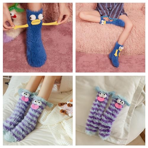 TFTSR Crazy Funny Fuzzy Silly Socks for Kids, Women & Men - Fluffy Slipper Novelty Fun Socks with Animal Patterns4