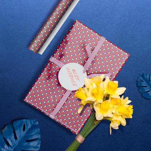 Image of QIPS | NUKKAD Printed Gift Wrapping Paper - Pack of 10 Sheets (19 inch x 29 inch) | Glossy Finish, 80 GSM Acid-Free Paper | Ideal for Birthdays, Baby Showers & Festivals (Floral Checks)