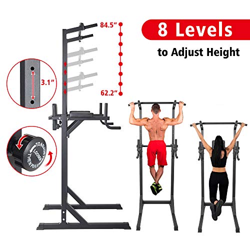 Livebest Heavy Duty Adjustable Power Tower Multi-Function Strength Training Dip Stand Workout Station Fitness Equipment For Home Gym, Black-02 #TOP3
