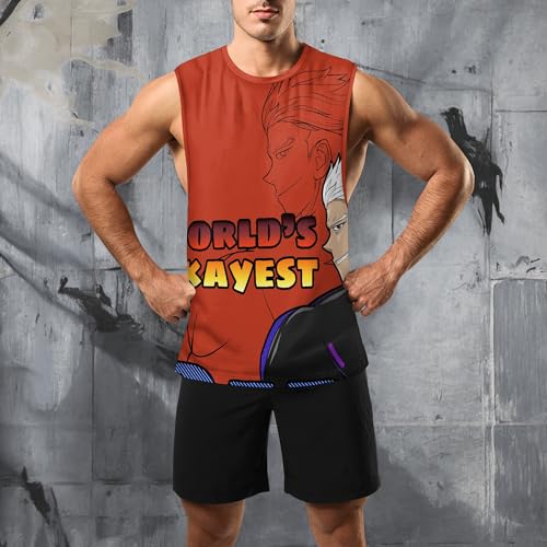 Image of Zhyaj Summer Tanks Top for Men Flag Graphic Print Sleeveless Shirts Casual Working Out Vest T-Shirts Loose-Fit Men's Tank