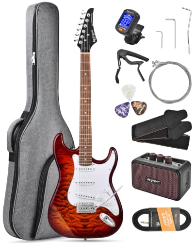 Leo Jaymz Beginner Electric Guitar 39” Kit with Portable Amplifier, Padded Gig...