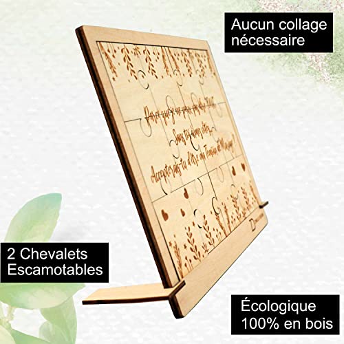 ZINELLO DESIGN - Puzzle aus Holz, Willst du mein Zeuge sein, originelle und personalisierte Geschenkidee, um Ihre Anfrage für Ihre Hochzeit zu machen, außergewöhnliche Ankündigung EVJF (mit Rahmen)