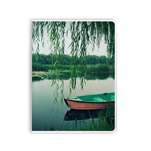Carnet de photographie Willow Leaf Boat Lake couverture souple de voyage