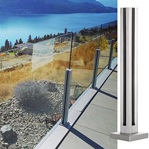 Poste de barandilla de vidrio cuadrado para terraza y jardín