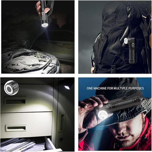 Linterna frontal LED USB recargable con cabezal giratorio de 90 grados para camping 5