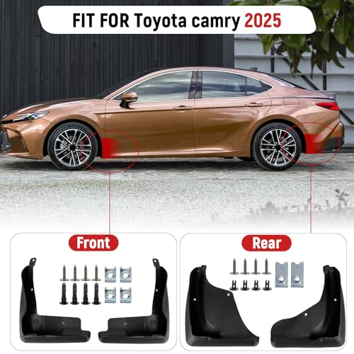 Image of Mud Flaps Compatible with Toyota Camry SE /XSE 2025 2026 (OEM Style), Front and Rear Mud Splash Guard 4PC-Set, Driver and Passenger Sides Wheel & Tire Mudguards