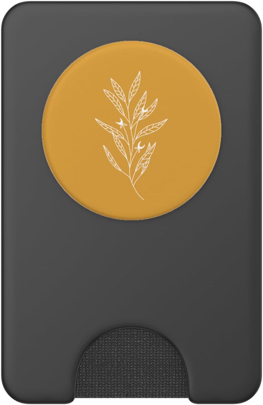 Delicate Boho Botanical Leaves Motif Mustard Yellow PopSockets PopWallet for MagSafe