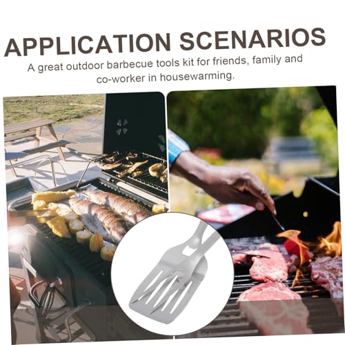 Set 2 pzas utensilios parrilla acero inoxidable miniatura 4