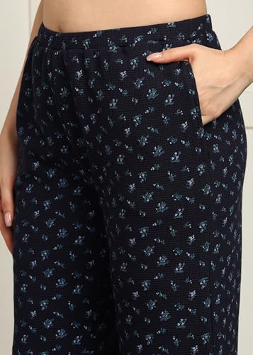 Image of Alan Jones Clothing Women's Straight Fit Mid Rise Solid Stretch Waffle Straight Pants