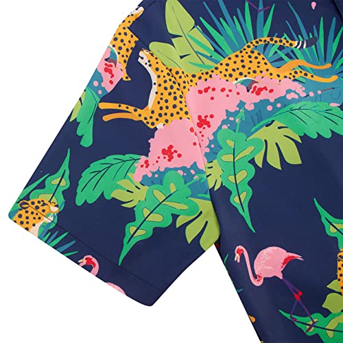 UNIFACO Mens Romper Flamingo Tiger Onesie Adult Hawaiian Jumpsuit Male Zipper One Piece Short Sleeve Summer Overalls - Thumbnail 4