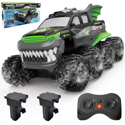 UFULMN Amphibious Remote Control Car 8WD RC Monster Truck for Boys Age 8-12 Offroad Waterproof RC Pickup All Terrain RC Drift Cars Beach Pool Toys Gifts for Kids Green