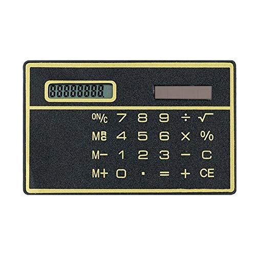 Lynn025Keats - Calculadora de energía solar ultrafina de 8 dígitos con pantalla táctil de diseño de tarjeta de crédito portátil para escuela de negocios, color negro