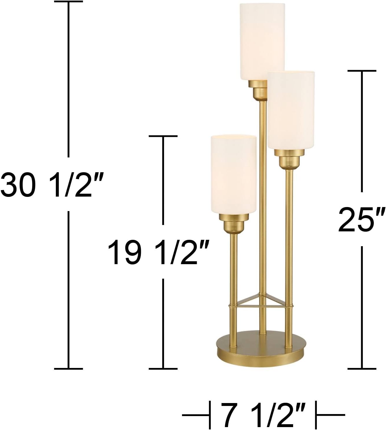 360 Lighting Malone Modern Glam Luxury Tree Table Lamp 30 1/2" Tall Brass Gold Metal 3-Light White Glass Cylinder Shades for Living Room Bedroom House Bedside Nightstand Home Office Entryway