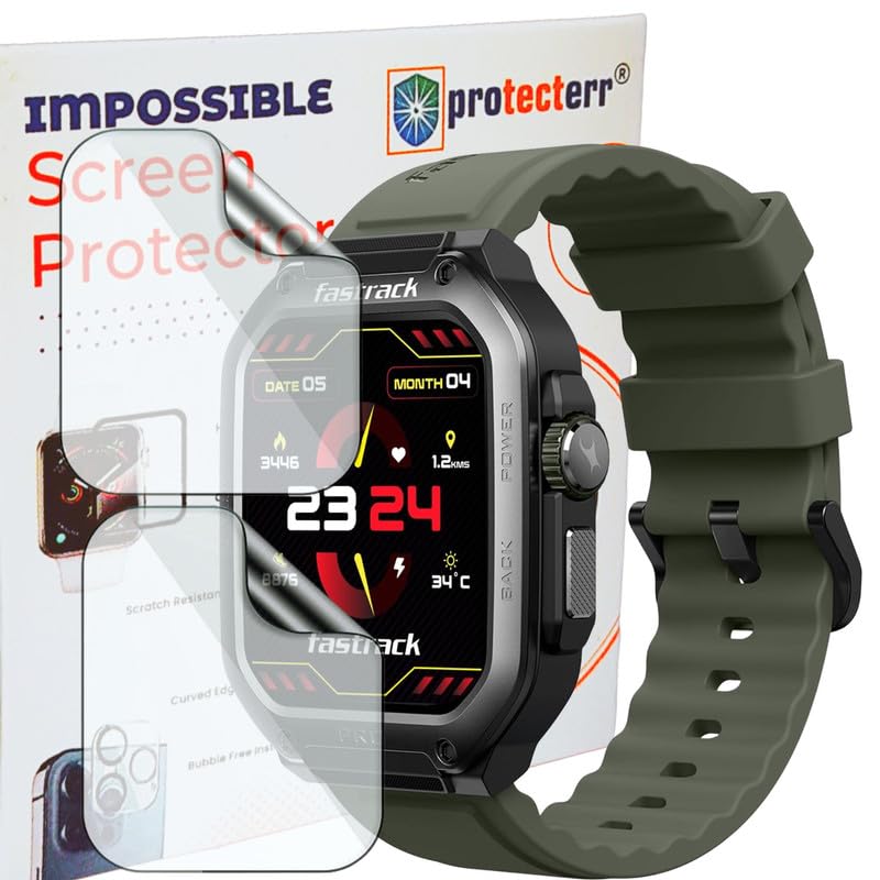 Image of 2-Pack Screen Guard for Fastrack Active Pro Rugged 1.85 inch inch Smartwatch Protector | Flexible, Unbreakable, Bubble-Free Installation | Not Tempered Glass | Edge-to-Edge Coverage
