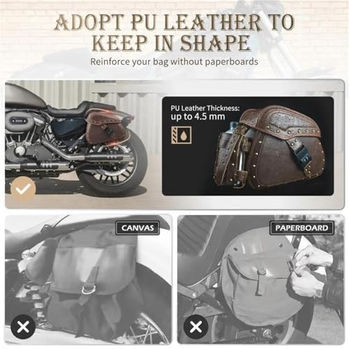 Alforjas Universales para Moto Davidson Fat Boy 114 2017-2024 en Cuero PU Marrón miniatura 5
