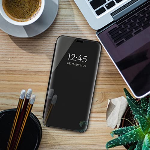 S25 FE Case Compatible for Samsung Galaxy S25 FE 5G Cell Phone Case with Kickstand, PU Leather, Clear View Mirror Flip Cover Shockproof Protective Cover for Samsung S25 FE 5G 6.7-inch (Black) by Gxmeuie - Image 7