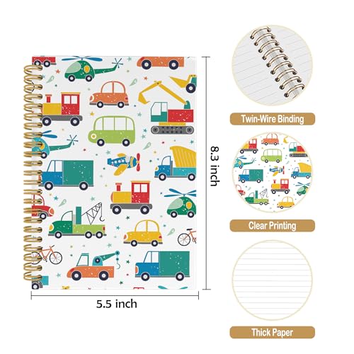 Carnet de notes à spirales avec couverture rigide cahier ligné pour garçons - 8