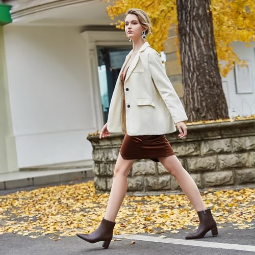 Women's Ankle Boots Pointed Toe Chunky Block Heel Short Boots for Women Low Heeled Booties4