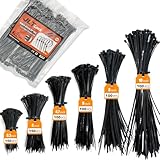 700 Pcs Cable Ties,6 Size 3.2/4/4.7/6/8/10 Inch Black Nylon Electrical Zip Ties,Zipties Assorted Sizes for Home Office,Gardening,Electronics,Cable Management