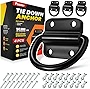PAMAZY 4PCS Heavy Duty Steel D Rings Tie Down Anchors, Ultra Durable 3500 Pound Breaking Strength Surface Mount Hooks Securing Cargo for Trailer, Truck Bed, with Screws & Bolts