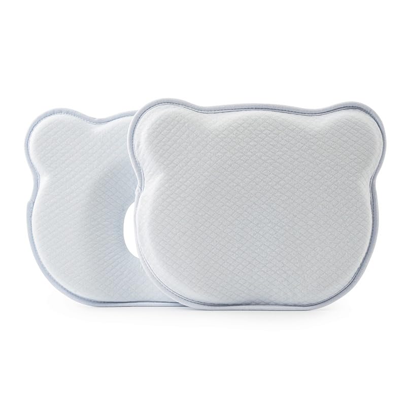 Almohada para bebés hasta los 36 Meses, de Funda extraíble (con Dos Fundas), Almohada Cabeza Antiplana Plagiocefalia, Almohada 100 % de Espuma Viscoelástica, Hecha de Memory Foam (Azul)