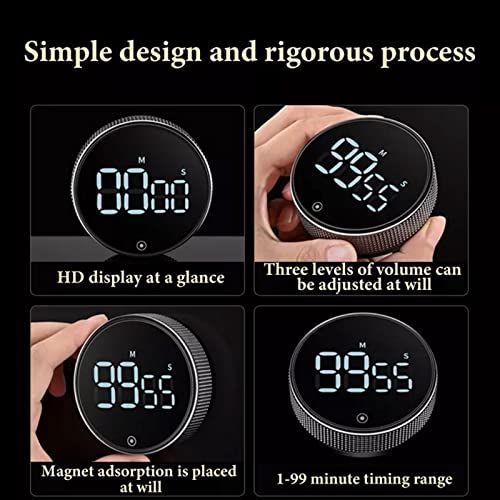 Digital Timer, Visual Rotary Timer With Led Digital Display Magnetic Countdown, Volume Adjustablefor Classroom Cooking Fitness Baking Studying Teaching(Silver) #TOP3