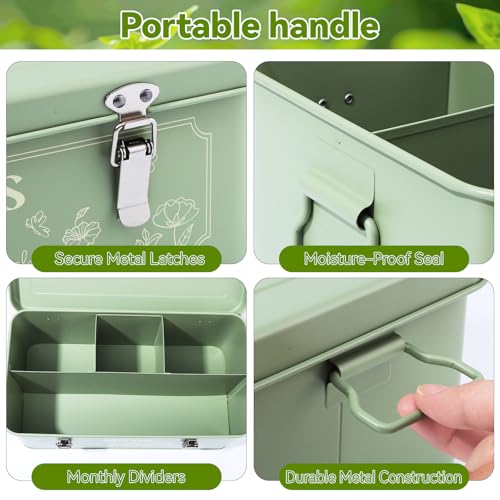 Pimoys Metal Seed Storage Box With Lid, 4 Compartments, Garden Organizer - Image 3