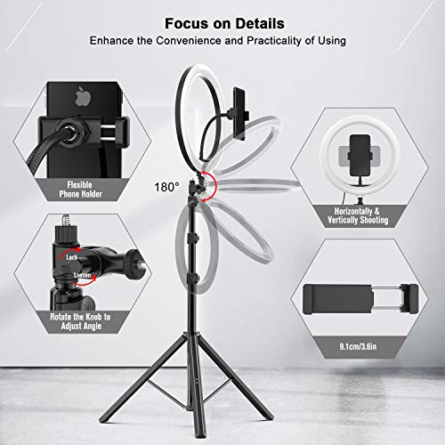 WONEW 12" Selfie Ring Light with Tripod Stand 66", Flexible Phone Holder, Bluetooth Remote Control and Carry Bag for Live Stream/Makeup/YouTube Video/Photography, Compatible with iOS/Android - Thumbnail 4