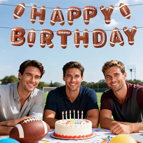 Image of Sport Birthday Banner, 3D Sport Theme Happy Birthday Banner (Football)