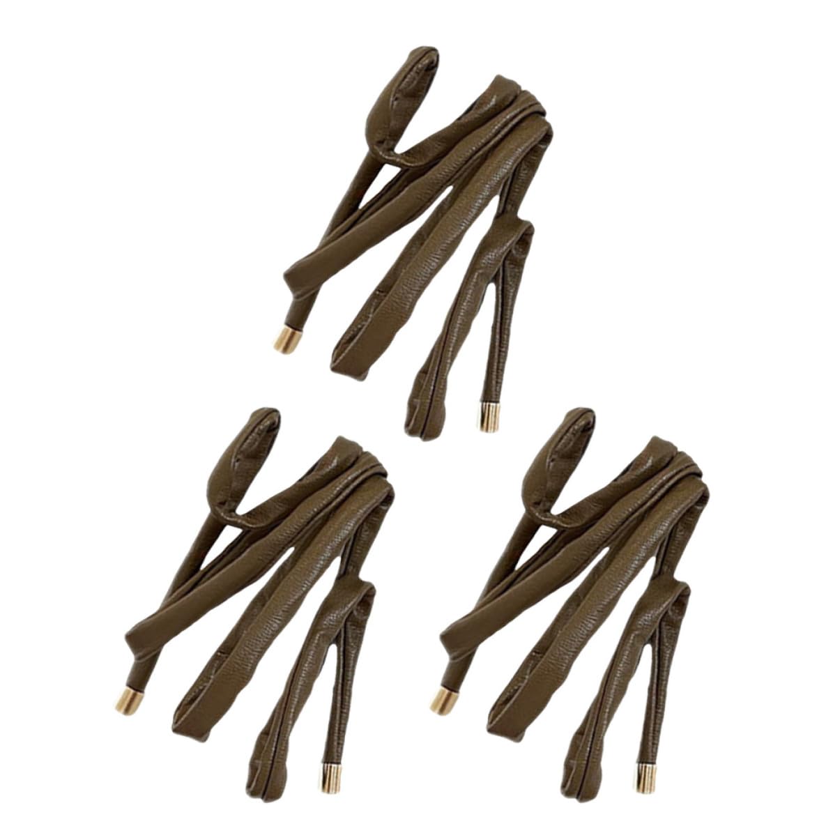3pcs PU Ponytail Tie, Coffee Color, Secure Hold