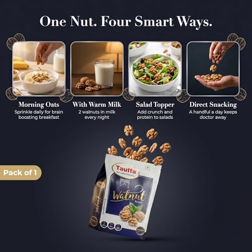 Image of Tauffa Silver Class Walnut Kernels 250g | Premium Walnuts Without Shell | Akhrot Giri | High in Omega-3 | Healthy Snacking & Brain-Boosting Snack
