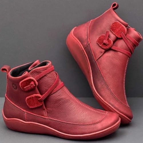Bottines Rétro Support Voûte Onsoyours Confortables Support De Voûte Bottes Rétro Chaussures Cuir Vintage Pour Pieds Sensibles