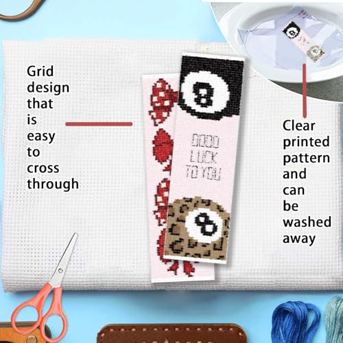 Image of FREEBLOSS 6 Set Cross Stitch Bookmark Kit for Adult Beginners Stamped Cross Stitch Kits Women's Theme Embroidery Bookmarks Craft Kit with Instructions for Gift 11CT 8 inchx2.4 inch