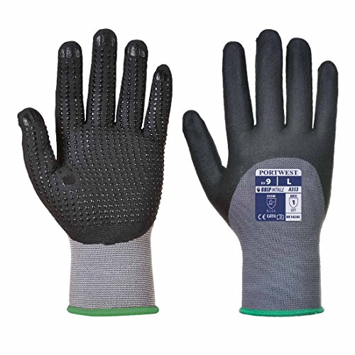 sUw - DermiFlex Ultra Plus Grip Glove (1 Pair Pack) - Grey/Black - Small