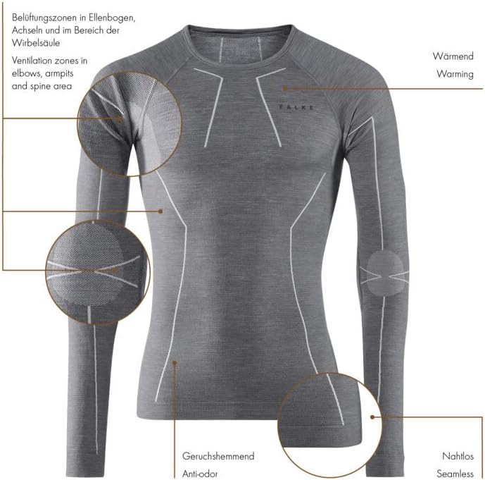 Miniatura 4 de Falke Hombre comodidad lana Tech Manga Larga Camisa unterwsche lana Tech Manga Larga Camisa Confort