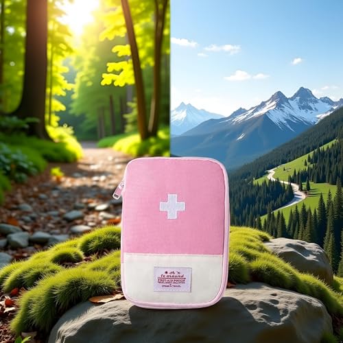 Image of 1 Pack First Aid Bag Empty, Empty First Aid Pouch, Mini Portable Medical Bag for Outdoor Camping Hiking Traveling Emergency Bag (Pink - Small) Sports and Outdoors
