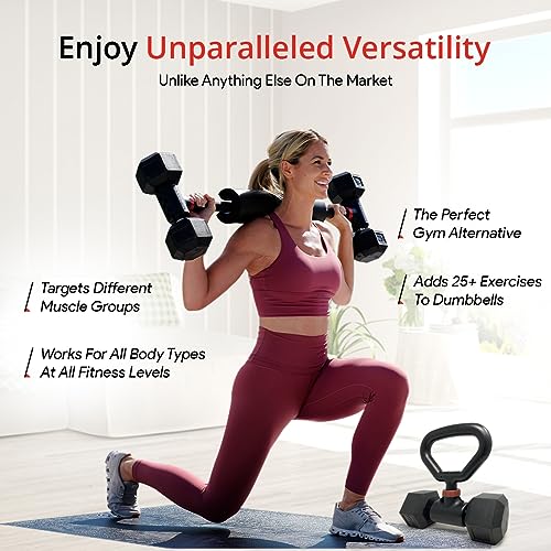 Jayflex Hyperbell Dumbbell Converter - Convert Dumbbells to Barbell Set and Kettlebell for Home Fitness - Adjustable & Up to 200 lb Capacity Weight Barbell for Weight Lifting
