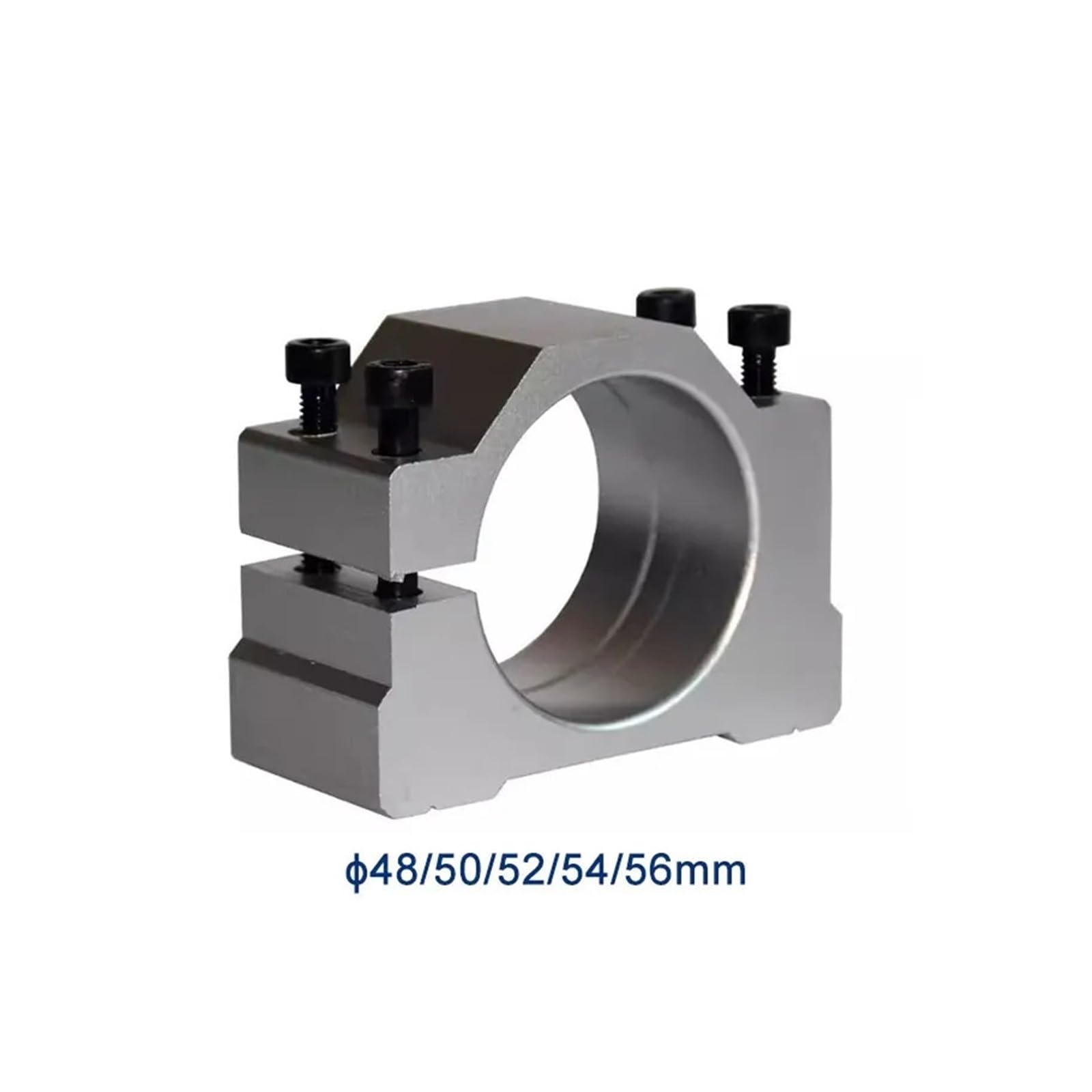 Abrazaderas de manguera, abrazaderas tubo, abrazadera CNC, soporte montaje husillo, 50 diámetros, 48 ​​mm/50 mm/52 mm/54 mm/56 mm, aluminio con 4 pernos hexagonales(52mm)