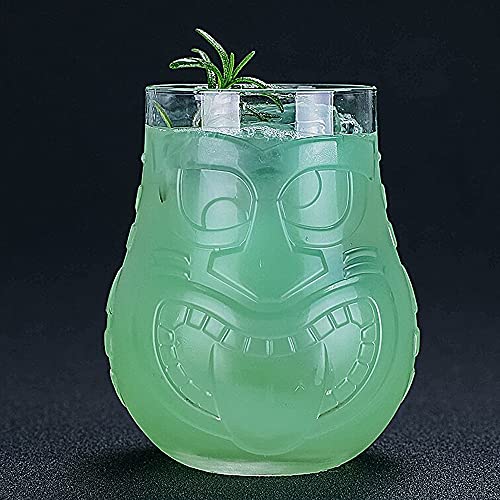Copo Tiki Vidro Baixo 470ml Asteca Carranca de Duas Faces Humor/Bravo