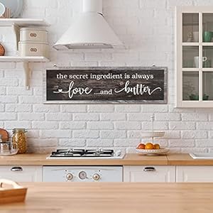 Jetec The Secret Ingredient Is Always Love and Butter Sign Funny Wood Kitchen Sign Funny Farmhouse Wall Kitchen Decor Rustic Kitchen Wall Decoration, 15.7 x 4.7 Inch(Brown) Jetec The Secret Ingredient Is Always Love and Butter Sign Funny Wood Kitchen Sign Funny Farmhouse Wall Kitchen Decor Rustic Kitchen Wall Decoration 157 x 47 InchBrown