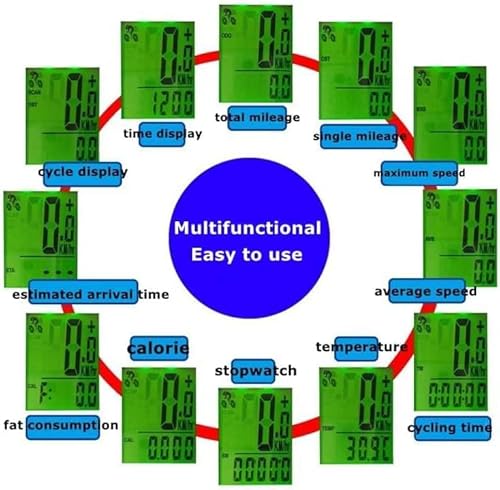 Wireless Bike Computer With Blue Lcd Backlight, Bike Speedometer 20 Multi-Functions Real Waterproof Cycling Odometer With 3'' Large Lcd Display For Road Bike Mountain Bike #TOP4